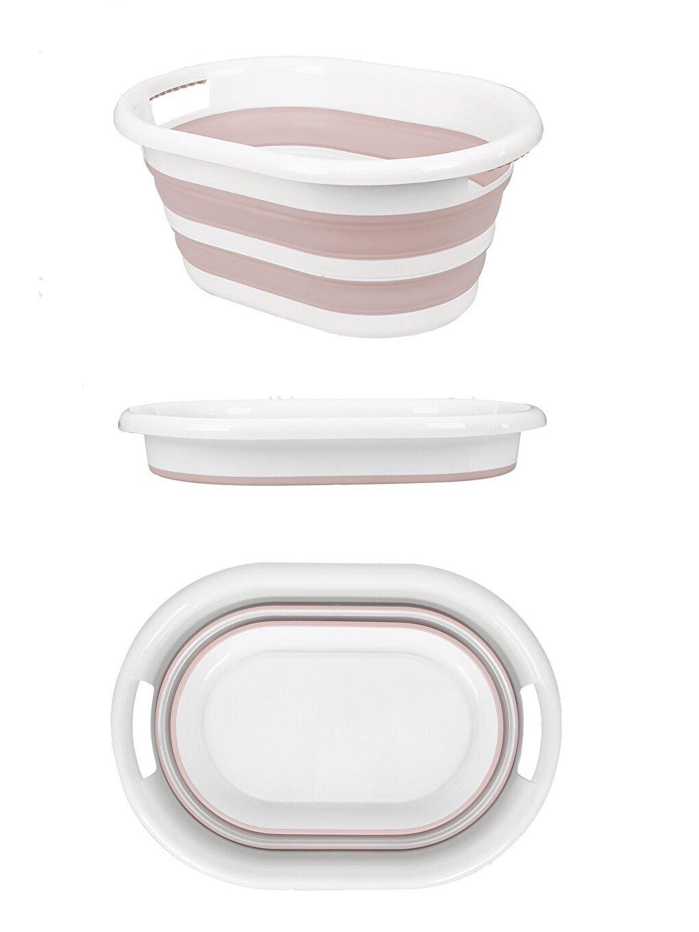 Pembe Katlanabilir Silikon Çamaşır Sepeti-1
