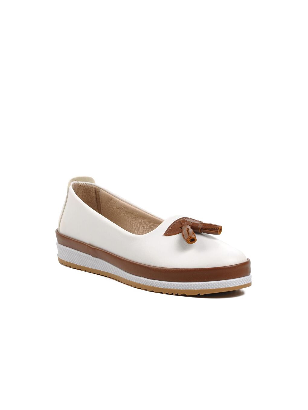 165 Beyaz-Taba Hakiki Deri Kadın Günlük Ayakkabı-2