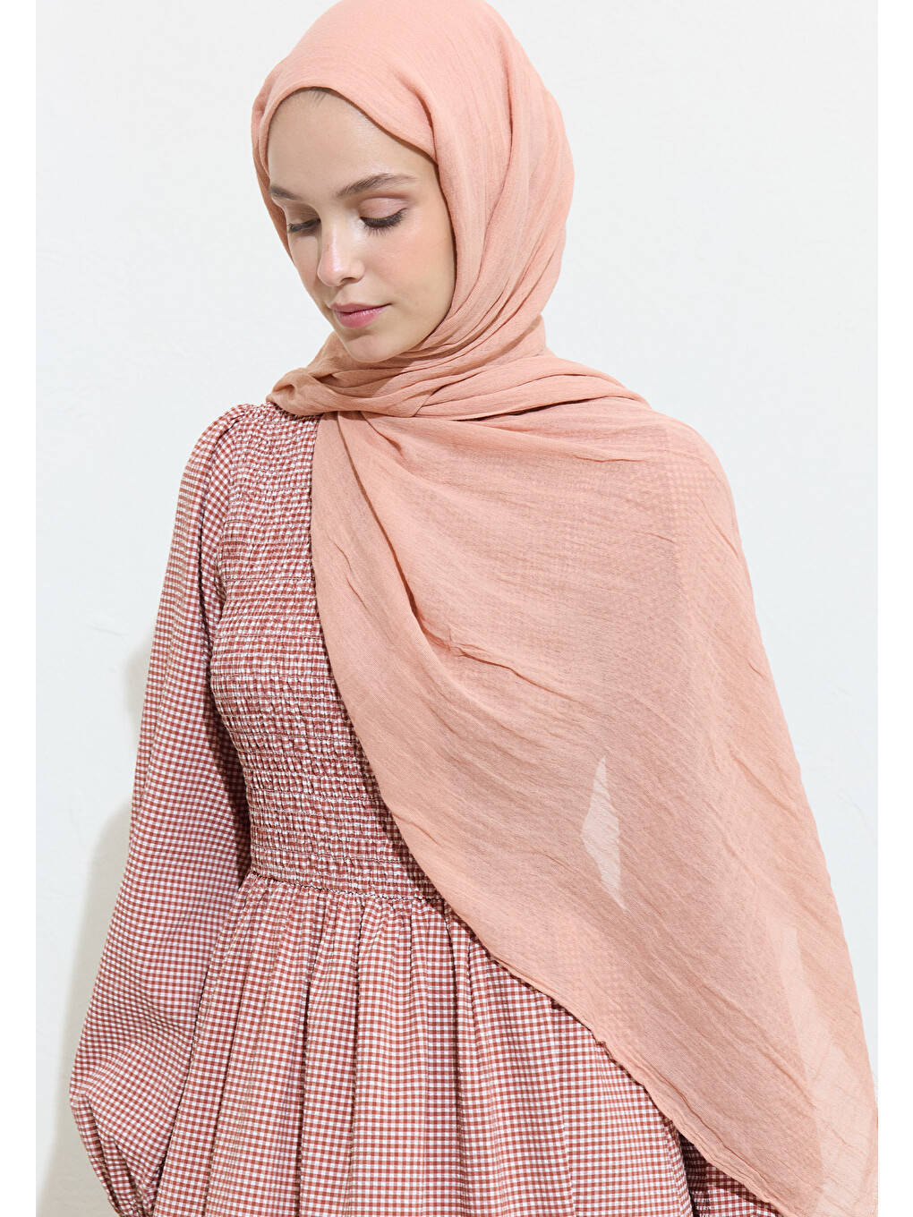 Turuncu Pamuklu Keten Şal Peach Lemonade-3