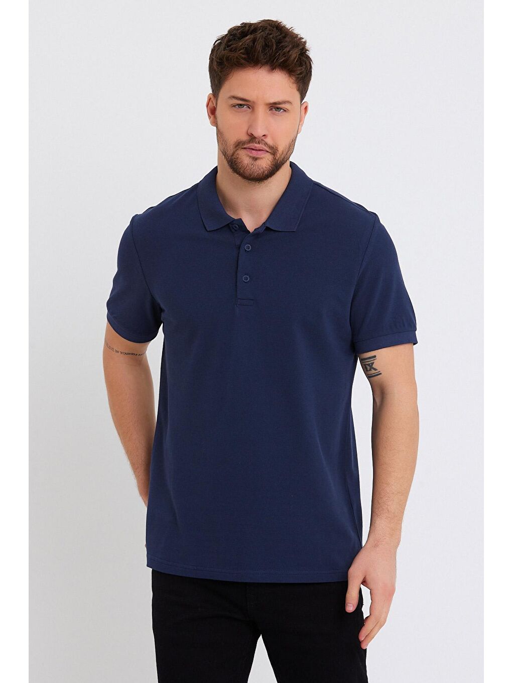 İndigo Büyük Beden Polo Yaka Erkek Tişört