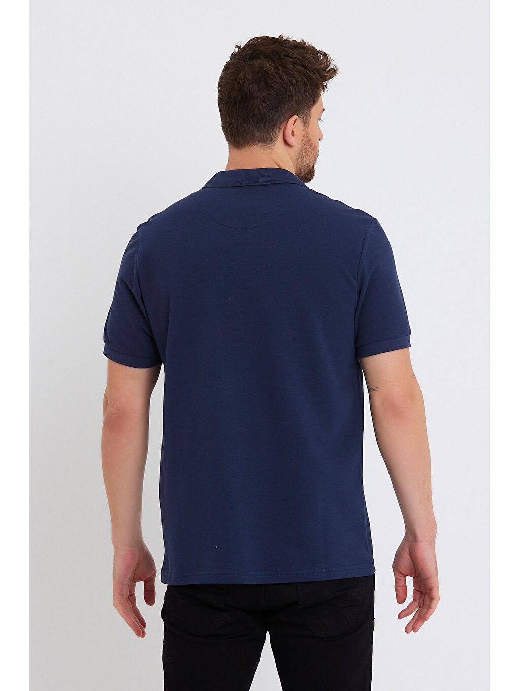 İndigo Büyük Beden Polo Yaka Erkek Tişört-4