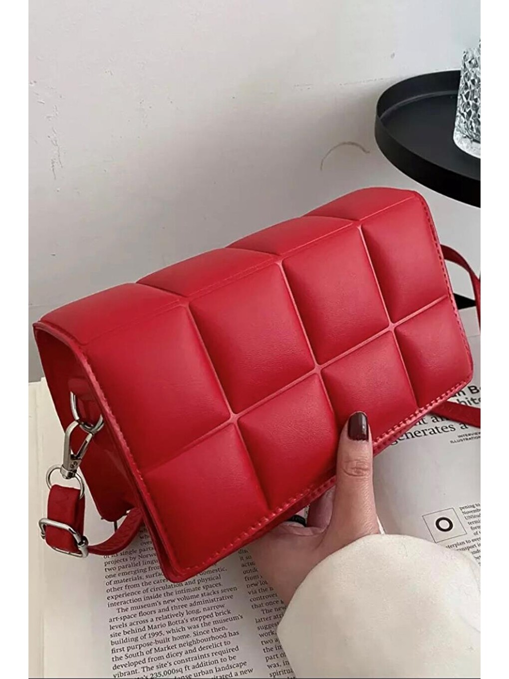 Kırmızı Aledex İthal Kapitoneli Kadın Omuz Çantası Bp-4590o