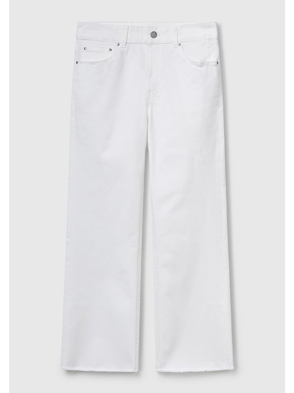 Kadın Beyaz 5 Cepli Kısa Paça Denim Pantolon-1