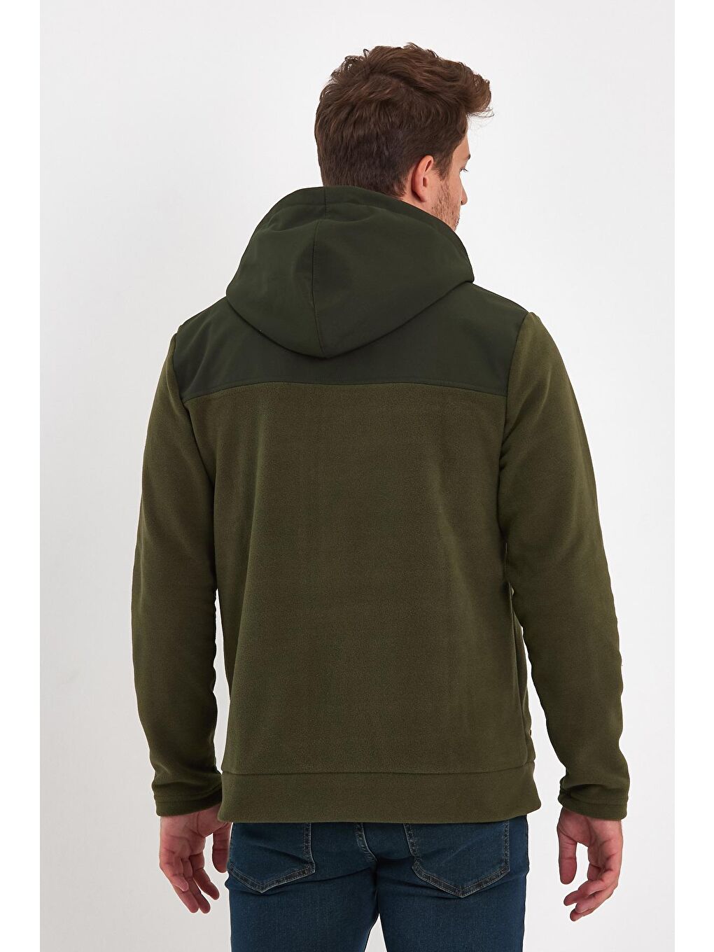Haki Kapüşonlu Erkek Fermuarlı Sweatshirt Hırka-4