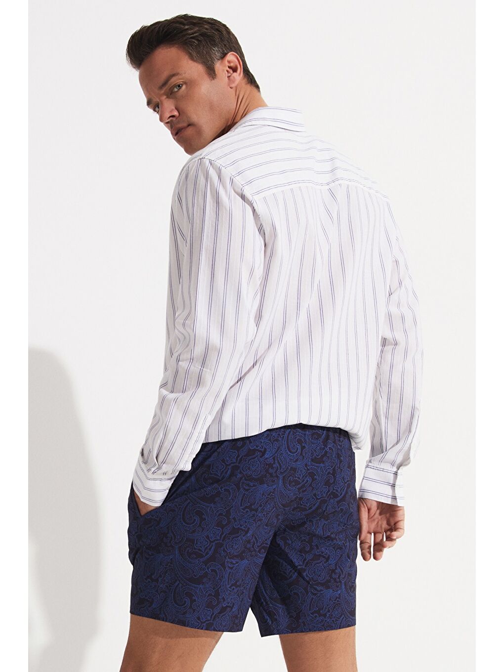 Mavi Erkek Desenli Deniz Şortu-3