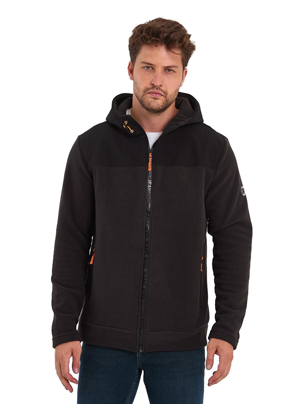 Rodi Antrasit Kapşüonlu Erkek Fermuarlı Sweatshirt