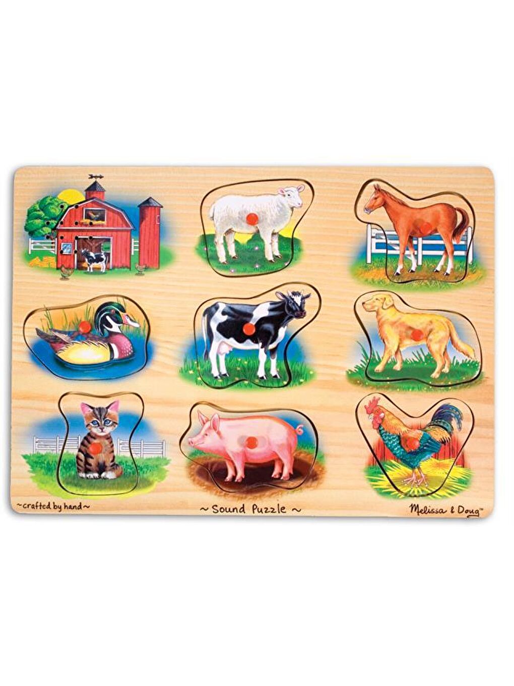 Melissa and Doug Karışık Ahşap Sesli Yapboz - Çiftlik Hayvanları