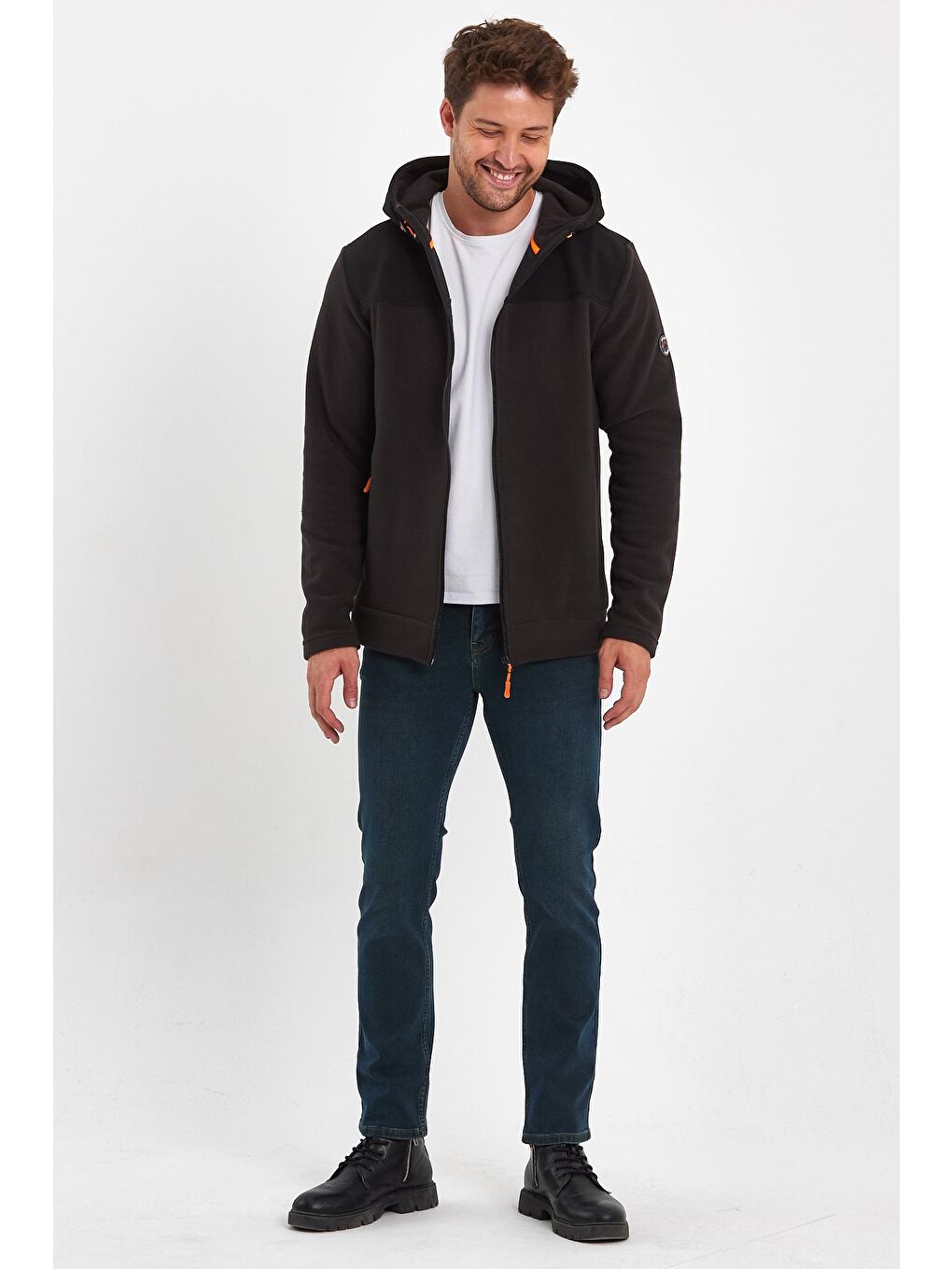Rodi Antrasit Kapşüonlu Erkek Fermuarlı Sweatshirt - 1