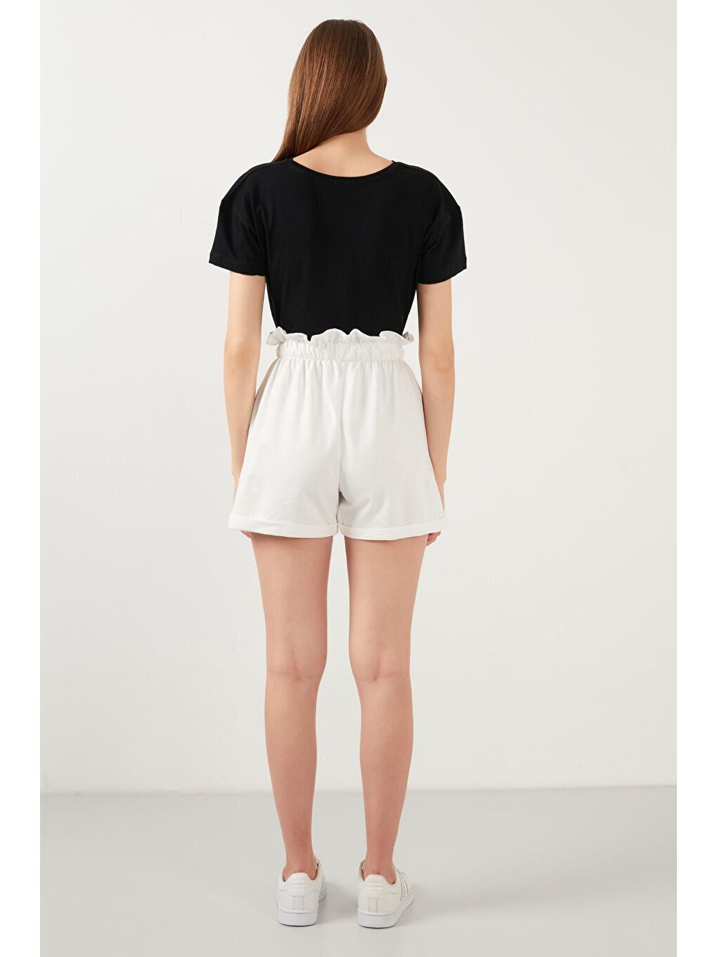 Ekru Beli Lastikli Cepli Şort 5863880-4