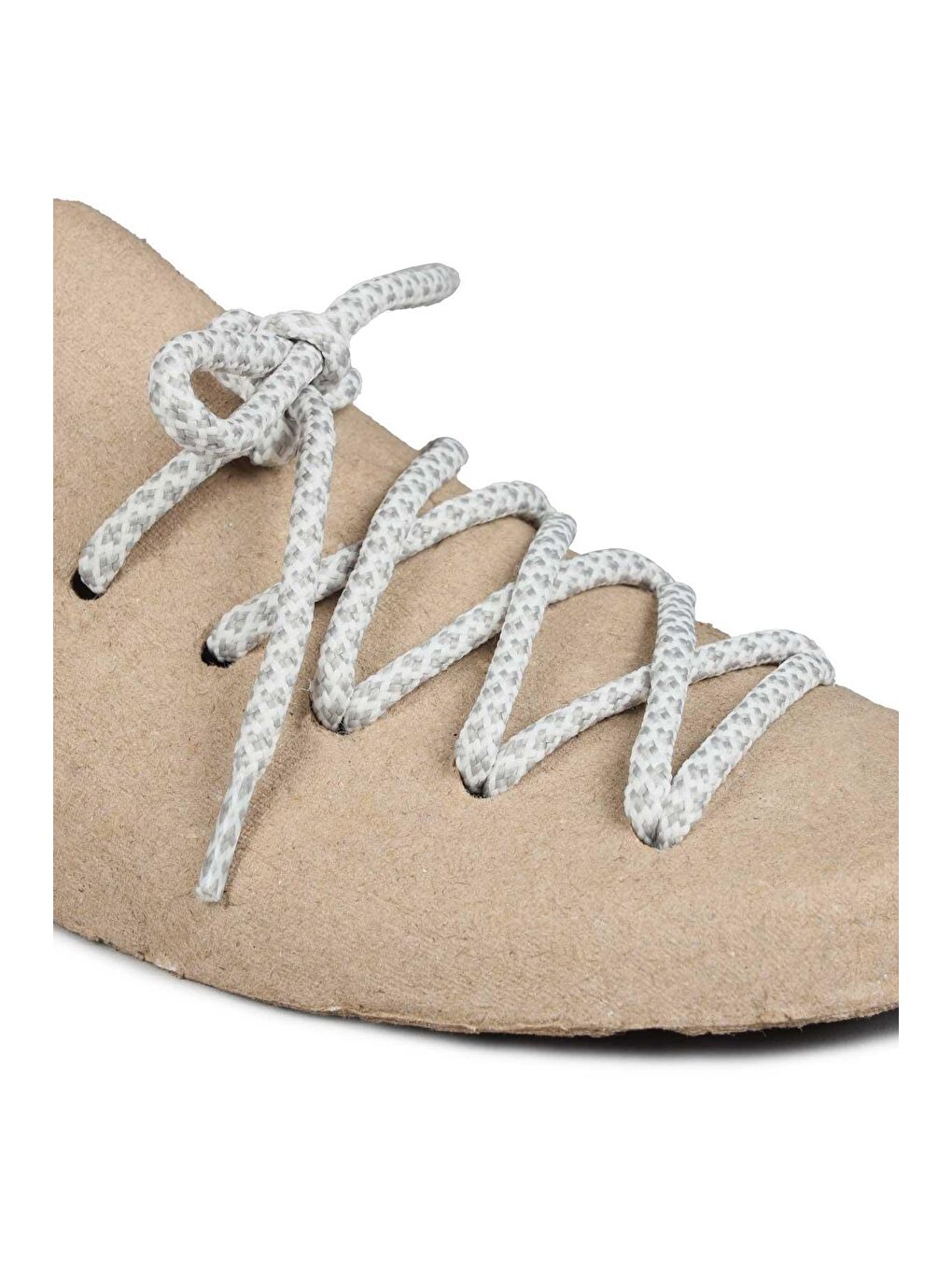 YUVBB-A Beyaz - Açık Gri Desenli Yuvarlak Bot - Spor Ayakkabı Bağcığı