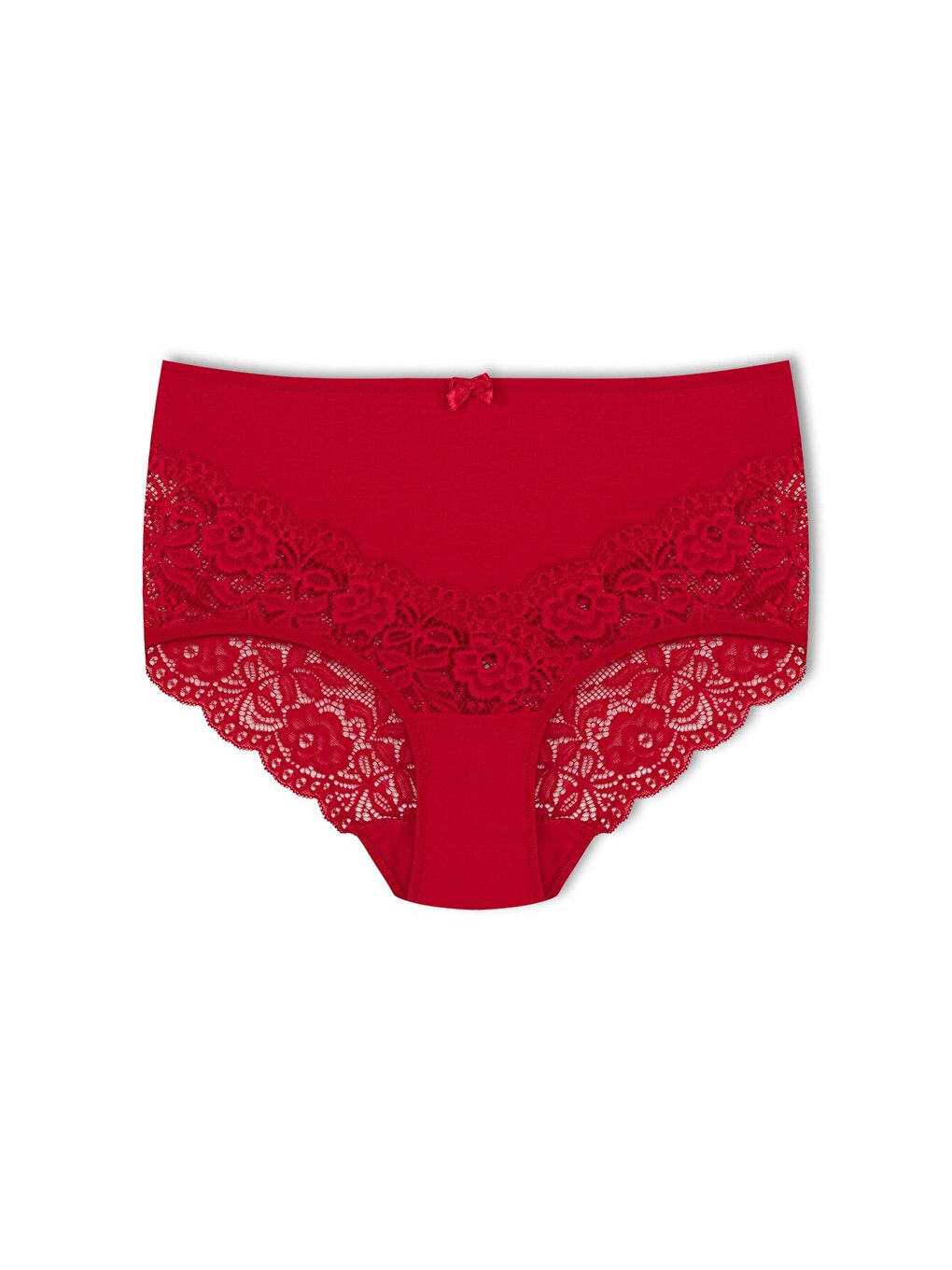 Karışık Pamuklu Arkası ve Önü V Dantel Yüksek Bel Büyük Beden Kadın Külot 7'li-1