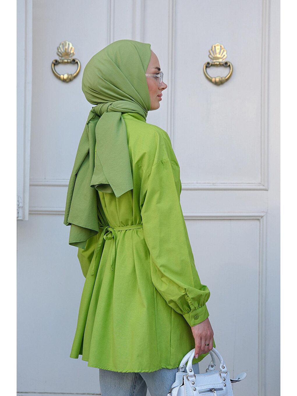 Yeşil Kalp Aksesuarlı Gömlek Fıstık Yesıl-1