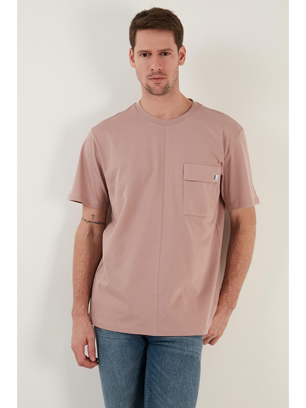 Buratti Pembe % 100 Pamuk Relaxed Fit Bisiklet Yaka T Shirt 5902605 - 1