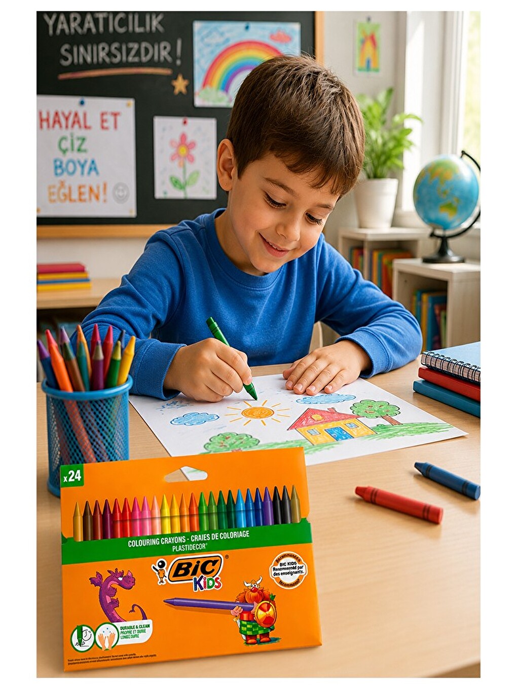 Mum Boya 24 Lü 1 Paket Bic 24 Renk Mumboya Elleri Kirletmeyen Yıkanabilir Silinebilir Plastidecor-3