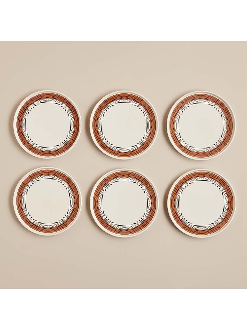 Kahverengi Terra Seramik Servis Tabağı 6'lı Kiremit