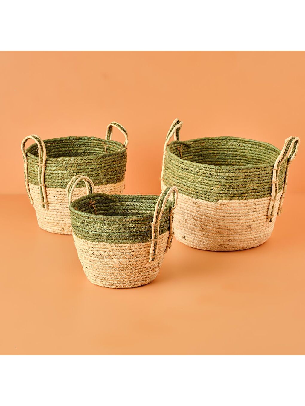 Bej Shay Hasır Sepet Yeşil-2