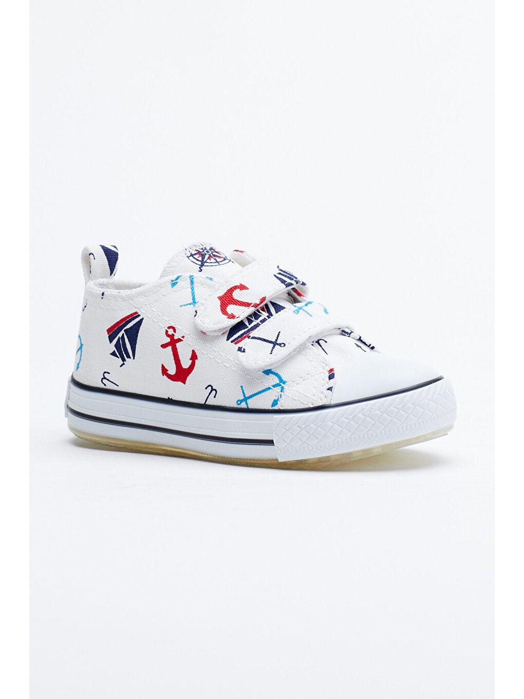 Çocuk Unisex Beyaz Lacivert Spor Ayakkabı Işıklı Cırtlı Tb997