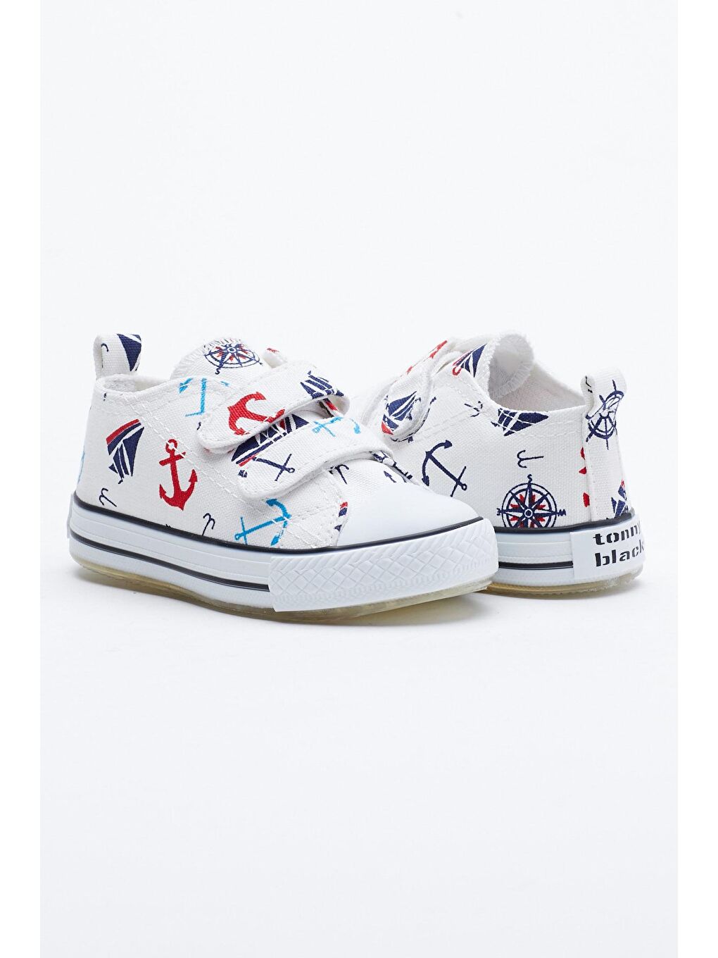 Çocuk Unisex Beyaz Lacivert Spor Ayakkabı Işıklı Cırtlı Tb997-1