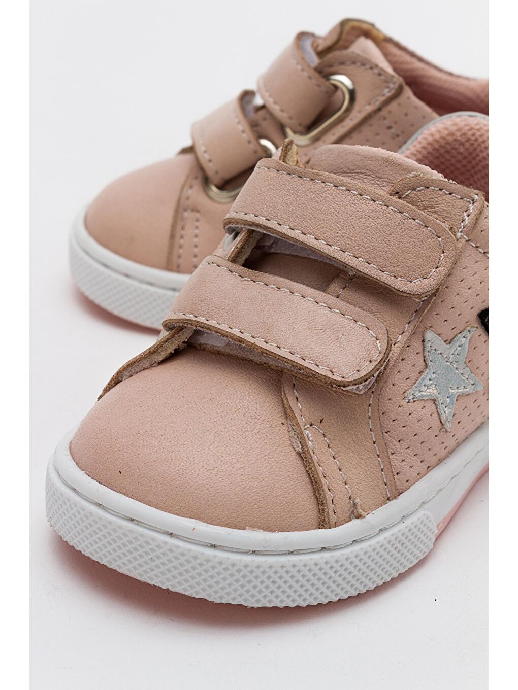 Pembe Kız Çocuk Pudra Hakiki Deri Günlük Ayakkabı-1