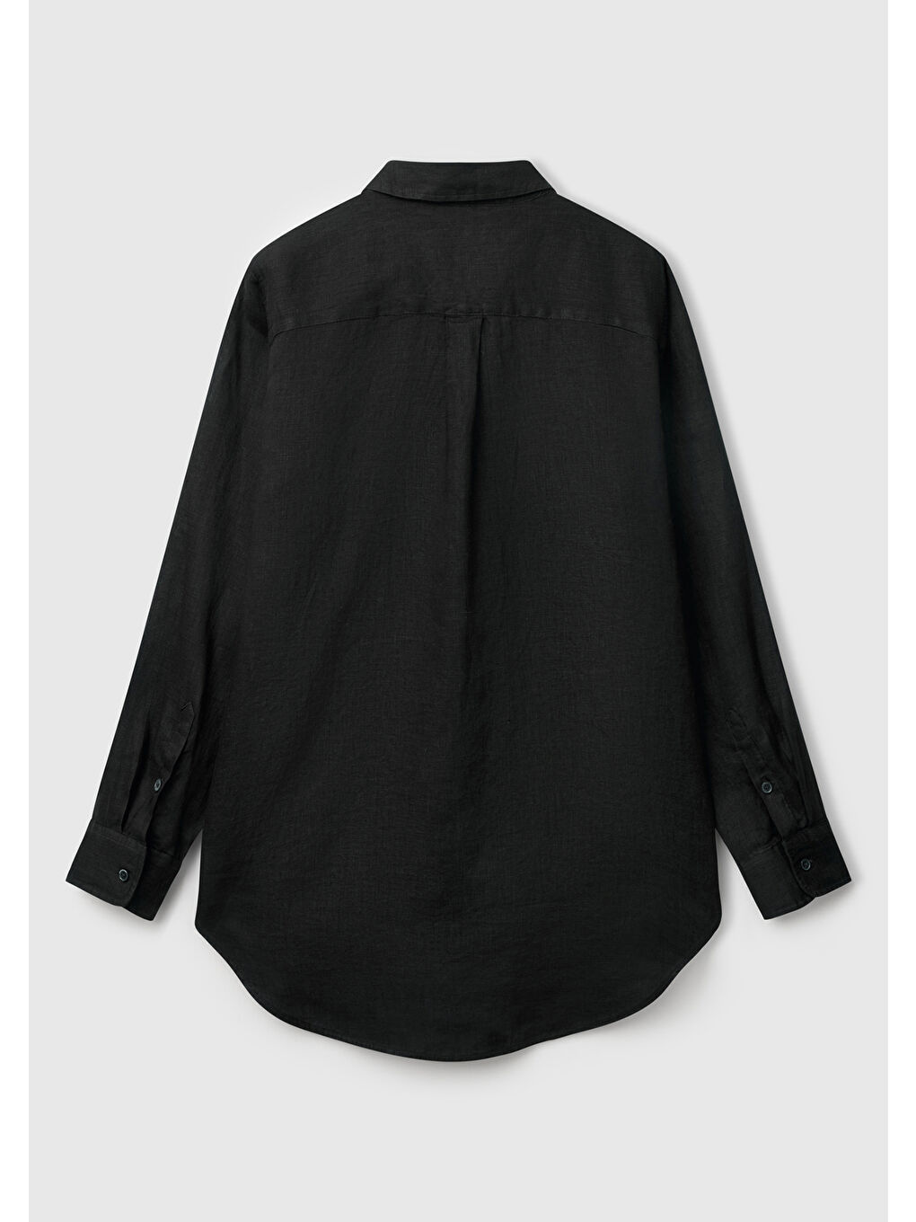 Kadın Siyah %100 Keten Gömlek-1