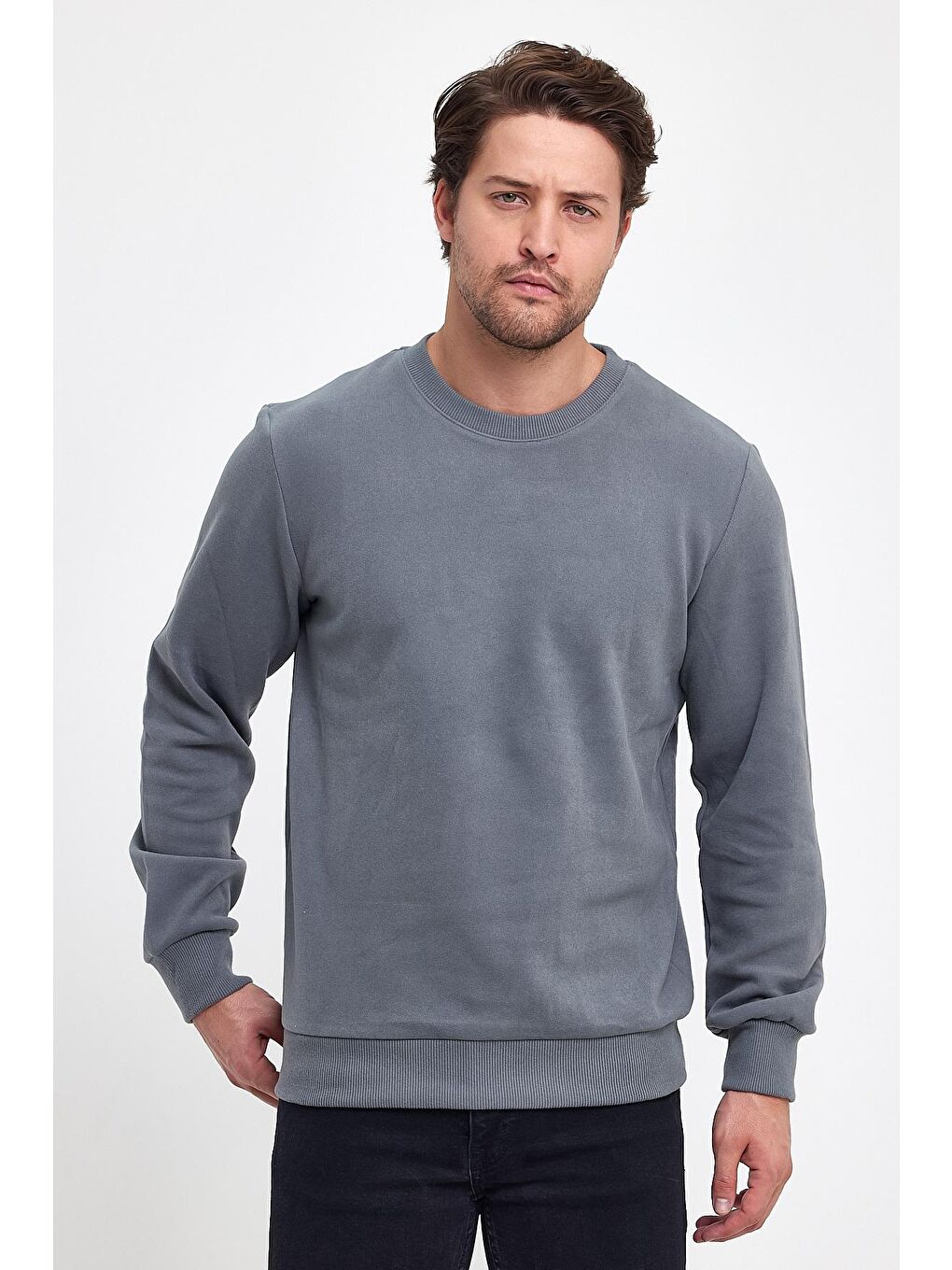 Haki Selanik Bisiklet Yaka Erkek Sweatshirt