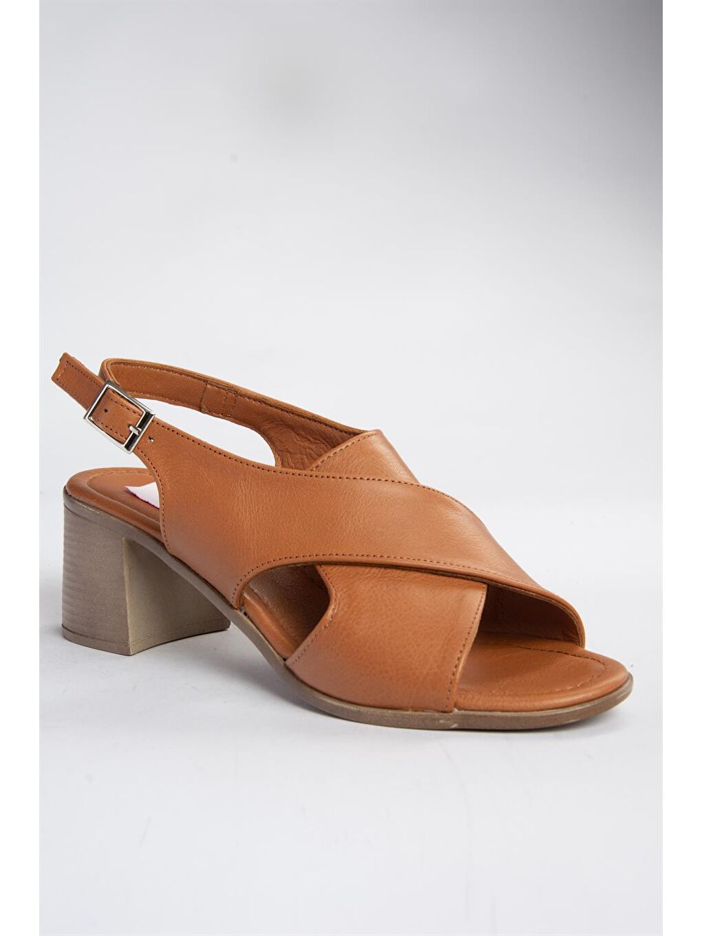 Kahverengi P555450503 Taba Hakiki Deri Kalın Topuklu Kadın Ayakkabı-3