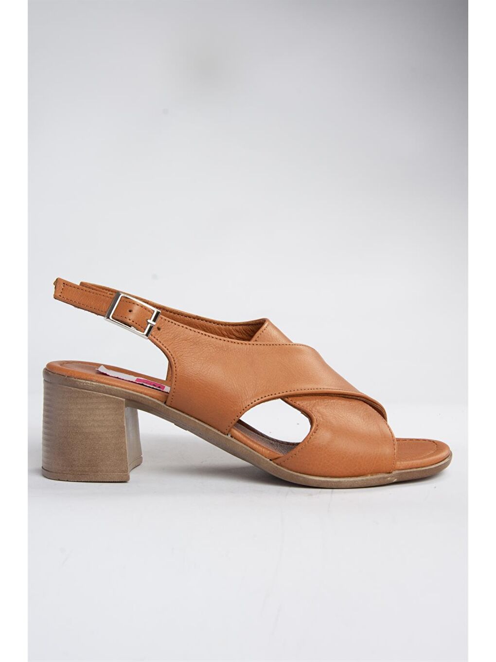 Kahverengi P555450503 Taba Hakiki Deri Kalın Topuklu Kadın Ayakkabı-4