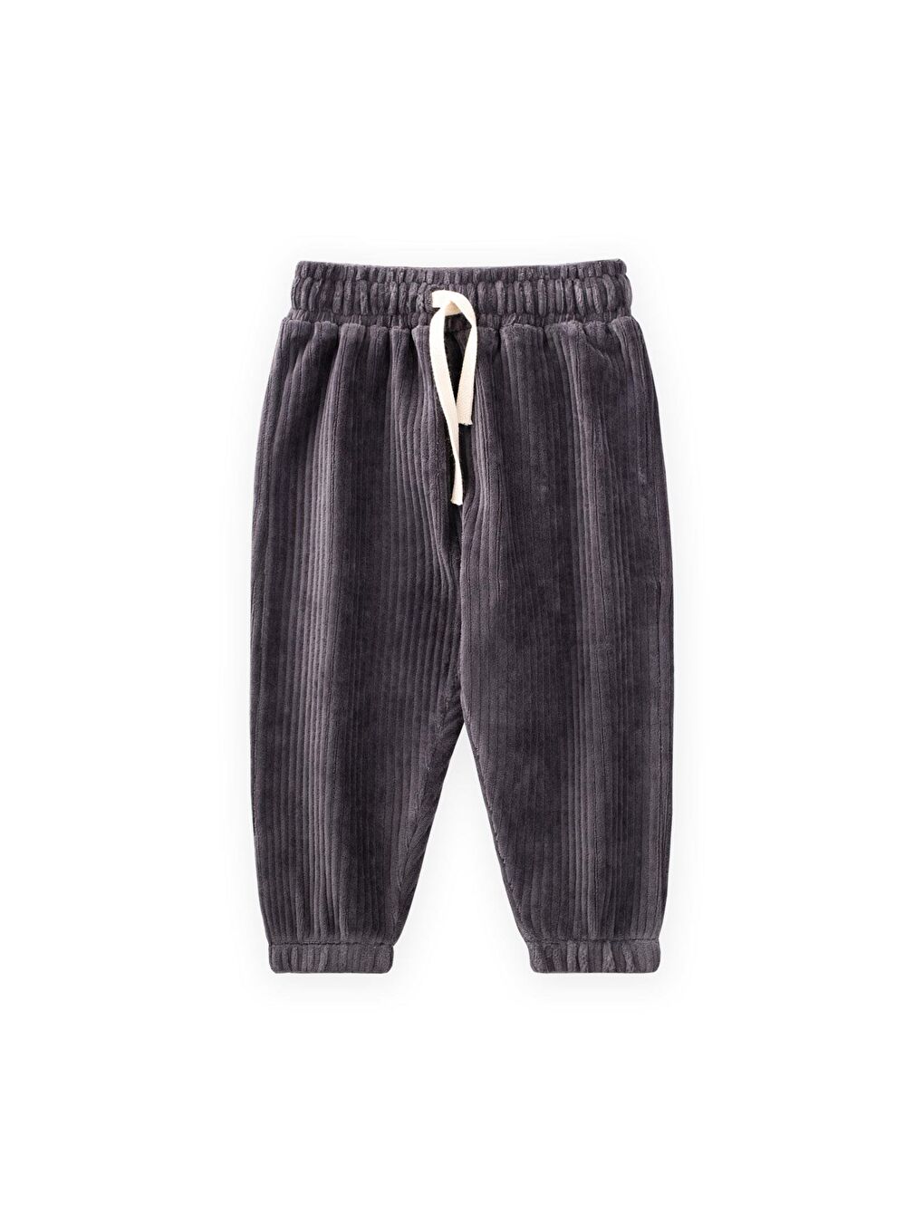 Gri Erkek Çocuk Kadife Jogger Pantolon-1