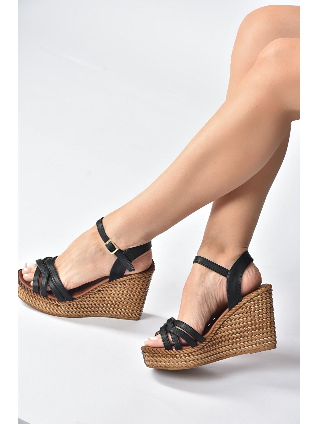 K674194109 Siyah Dolgu Taban Kadın Ayakkabı-2