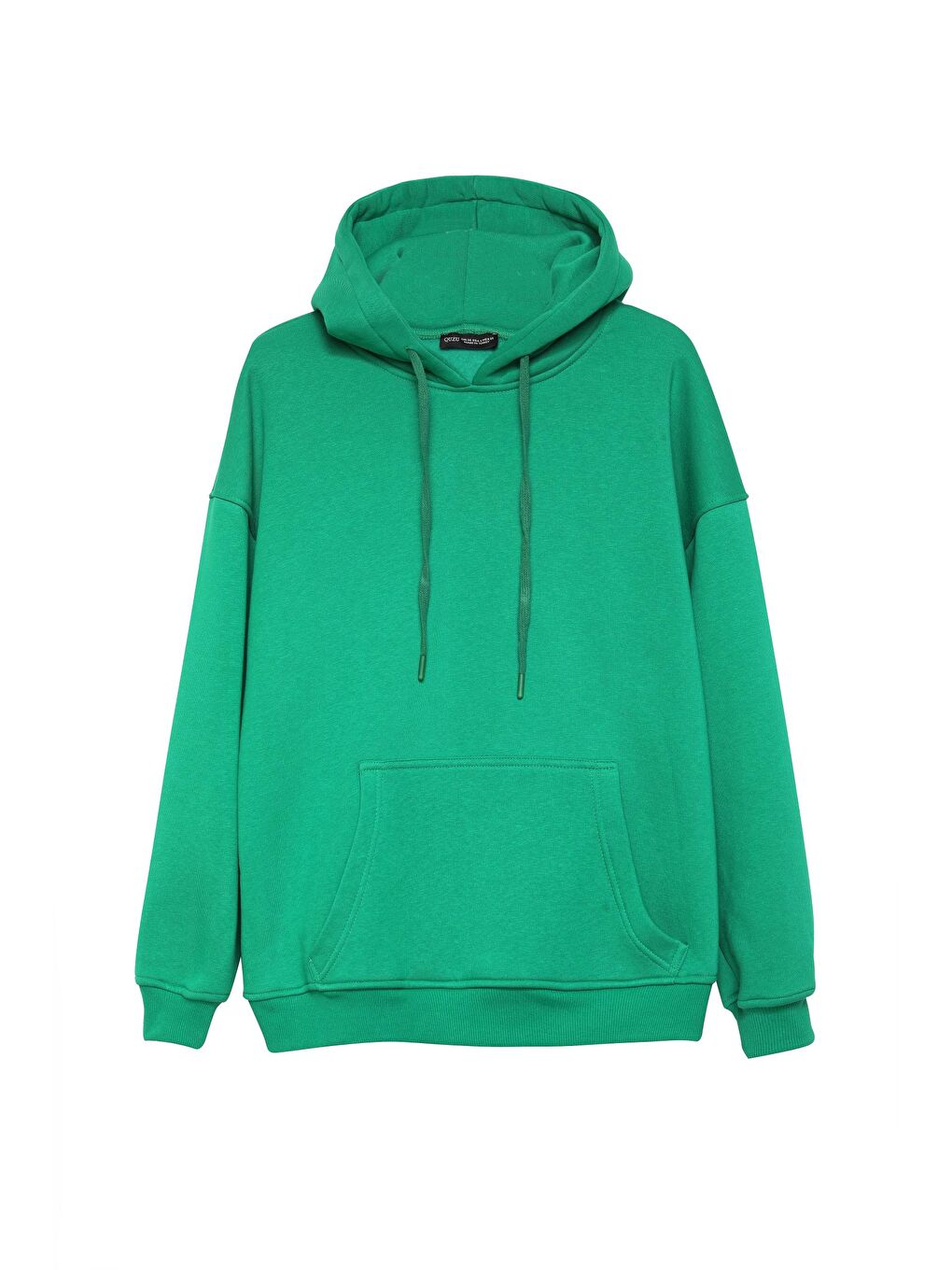 QUZU Koyu Yeşil Kapüşonlu Kanguru Cepli Sweatshirt Koyu Yeşil - 1