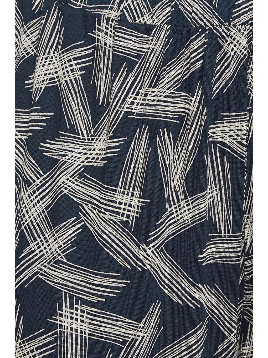 Lacivert Büyük Beden Dar Paça Desenli Cepli Havuç Kesim Elastanlı Pantolon 302449-4