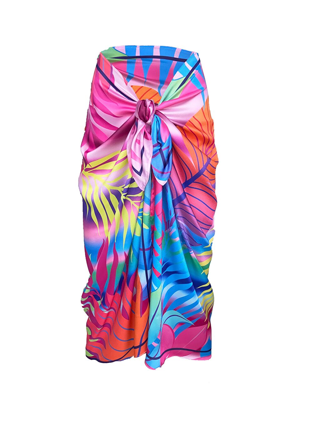 Lacivert Elena Flower Saten Pareo ( İç Göstermez )