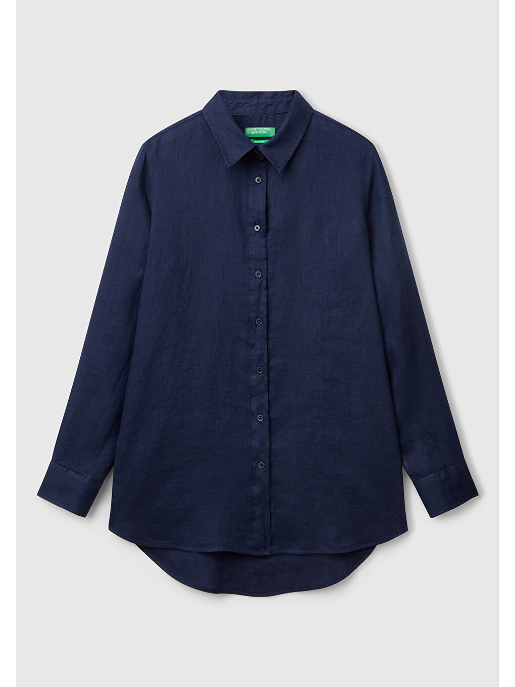 Kadın Koyu Lacivert %100 Keten Gömlek