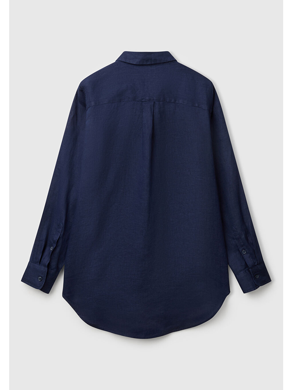 Kadın Koyu Lacivert %100 Keten Gömlek-1