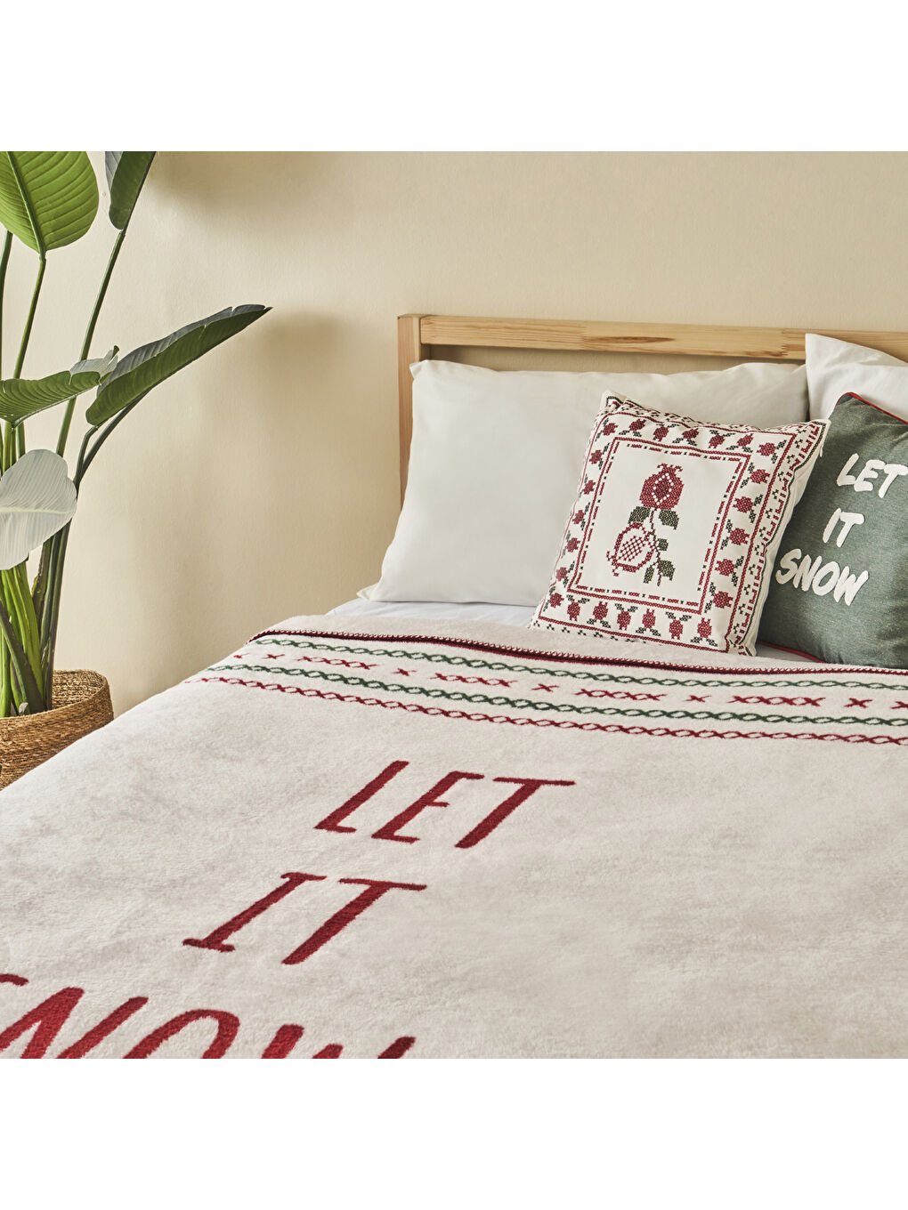 Jolly Pamuklu Tek Kişilik Battaniye Kırmızı-Yeşil (150x200 cm)-2