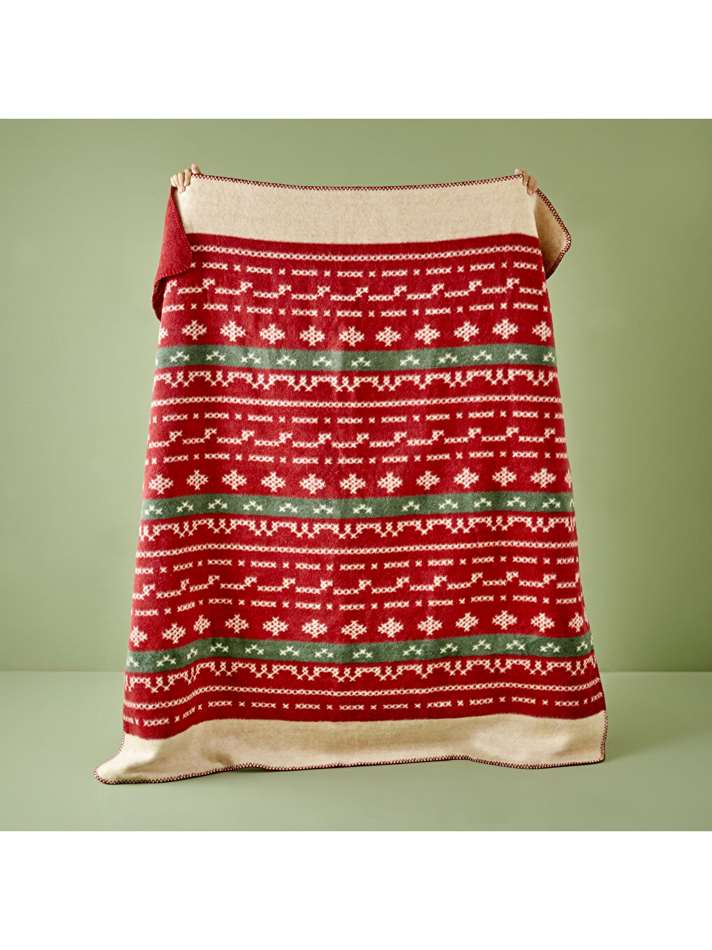 Jolly Pamuklu Tv Battaniyesi Kırmızı-Yeşil (130x170 cm)-1