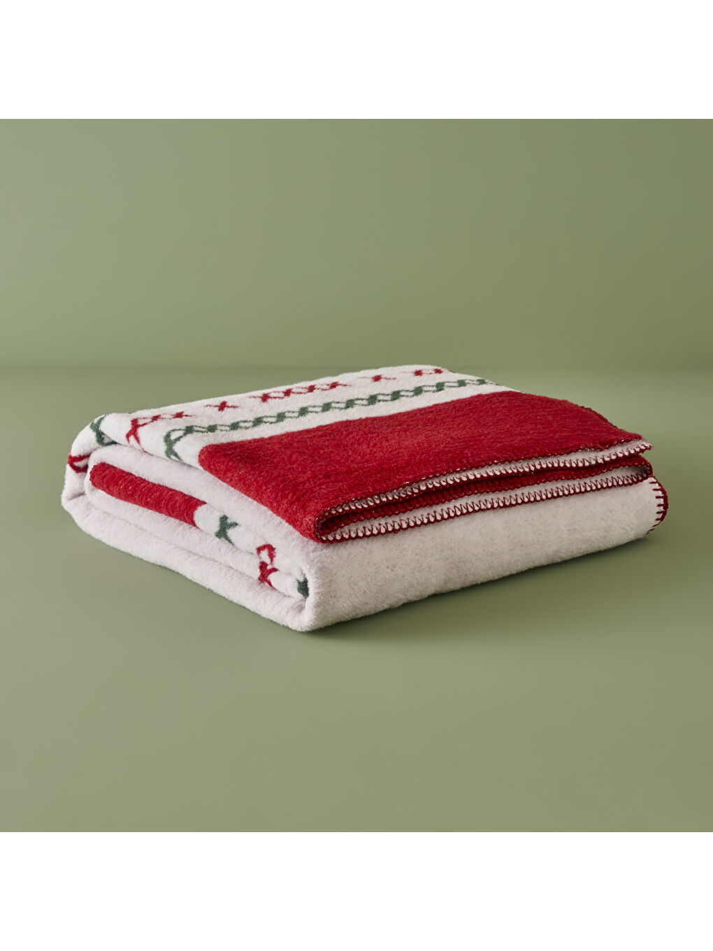 Jolly Mottolu Pamuklu TV Battaniye Kırmızı-Yeşil (130x170 cm)-2