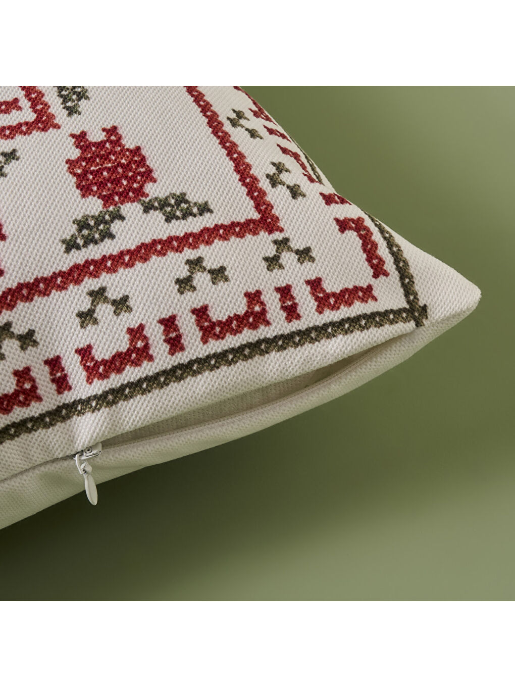 Jolly Baskılı Kırlent Beyaz (43x43 cm)-1