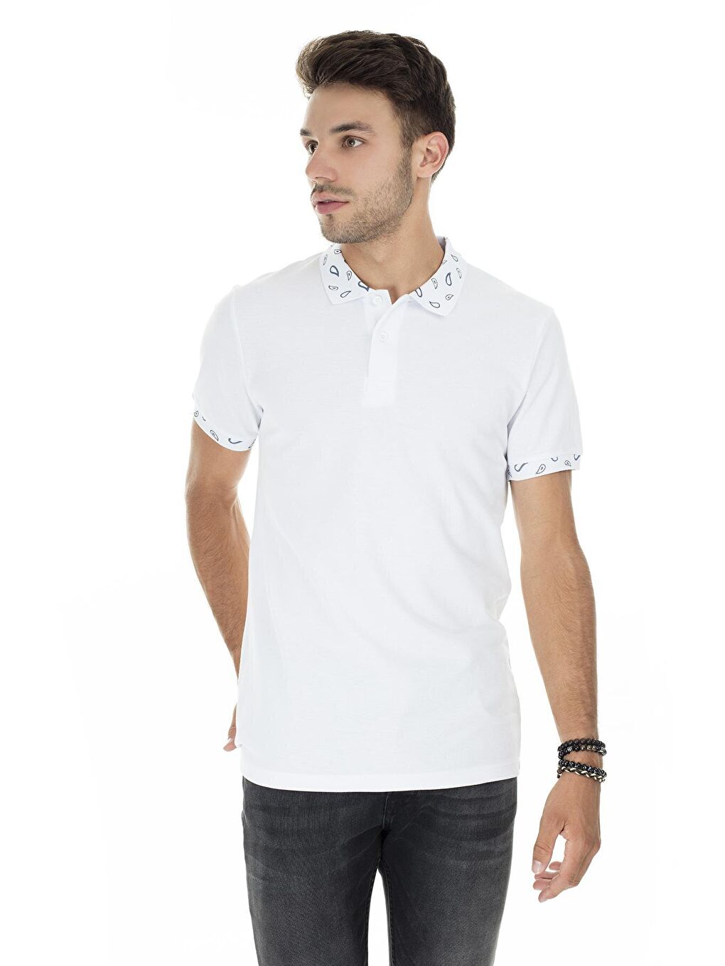 Beyaz Polo Yaka Tişört 4362079-2