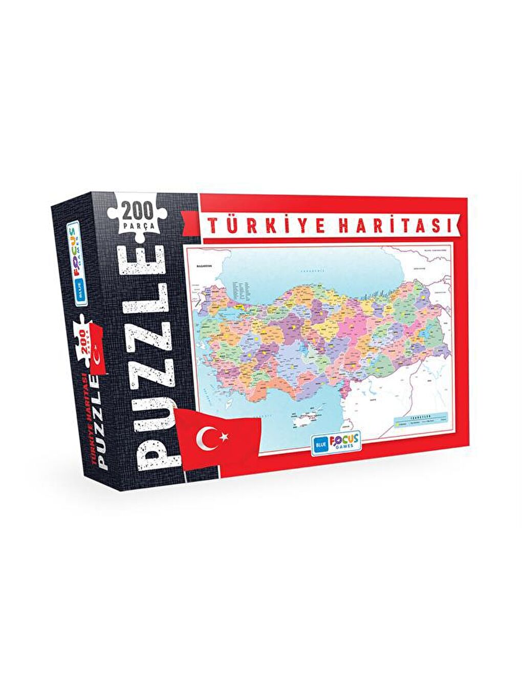 Blue Focus Karışık 200 Parça Puzzle - Türkiye Haritası Kutulu Puzzle