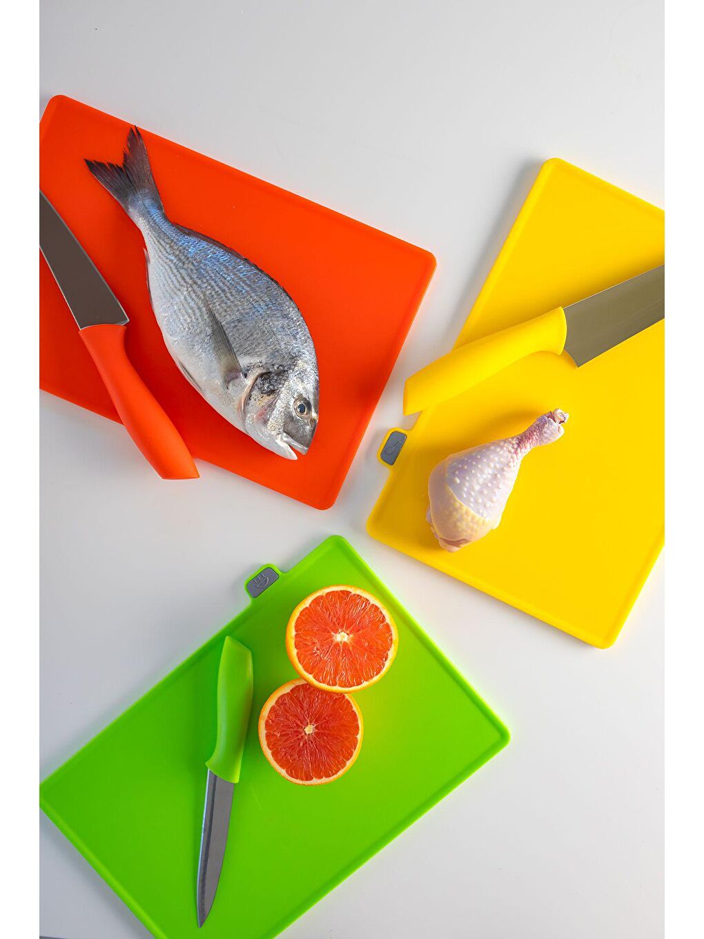 Gri 1075 Standlı Bıçaklı Çoklu Kesme Tahtası Seti - Standlı Kesim Panosu- Antrasit-beyaz-3