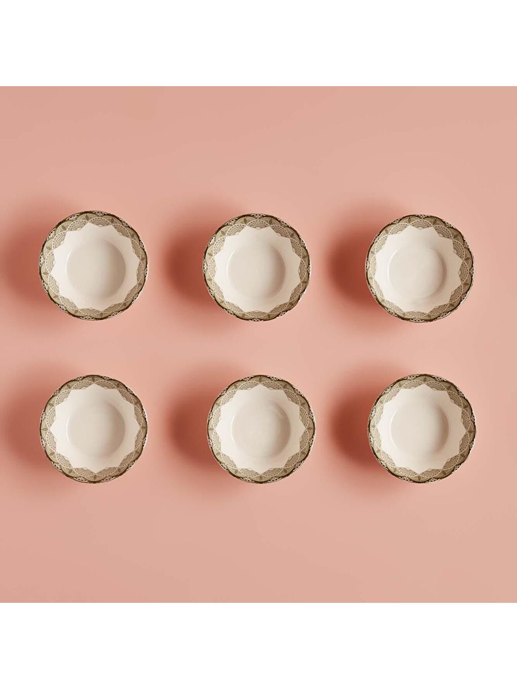 Mandala Porselen Çorba Kasesi  6'lı Yeşil