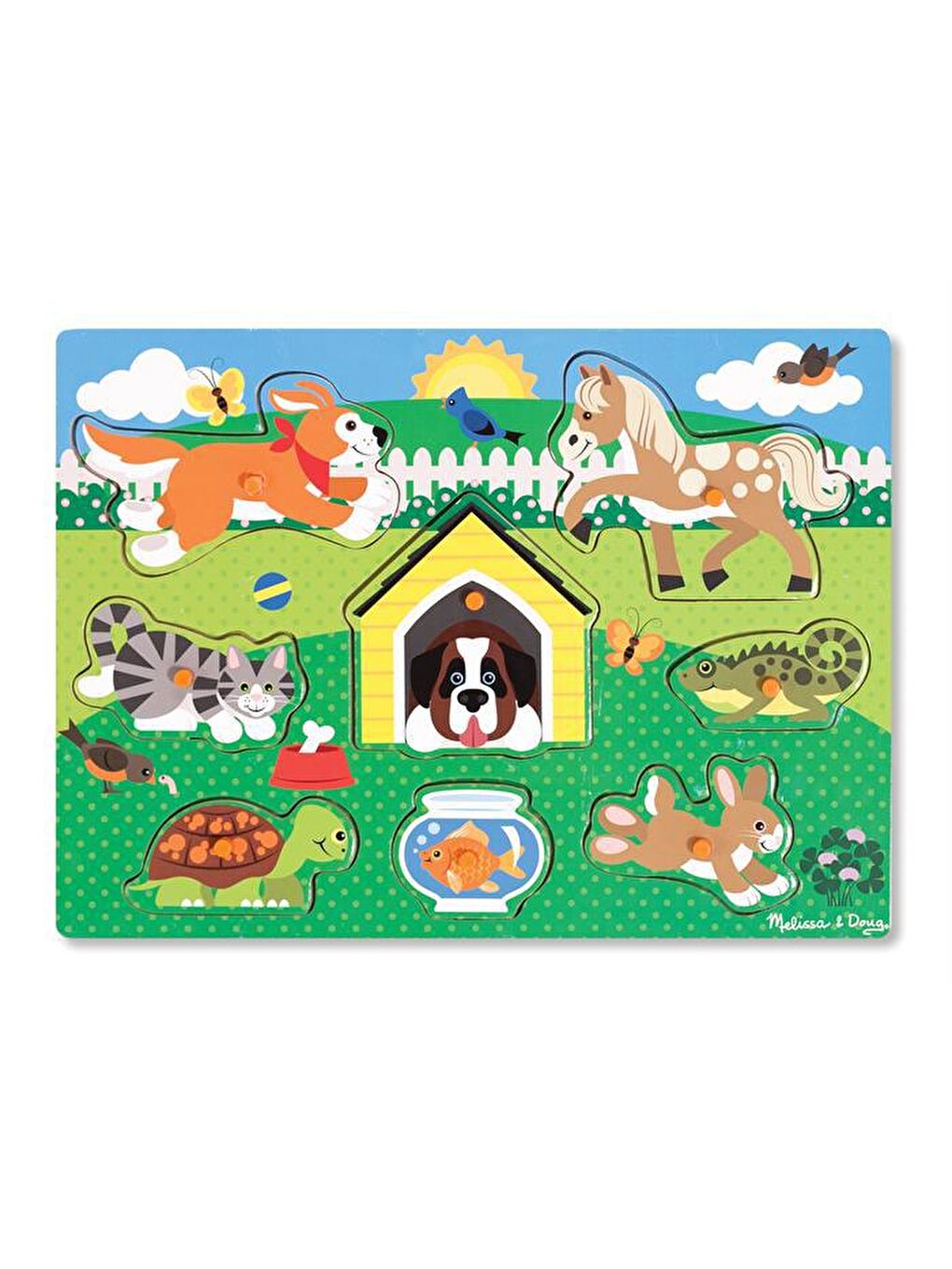 Melissa and Doug Karışık Ahşap Tutmalı Yapboz - Evcil Hayvanlar