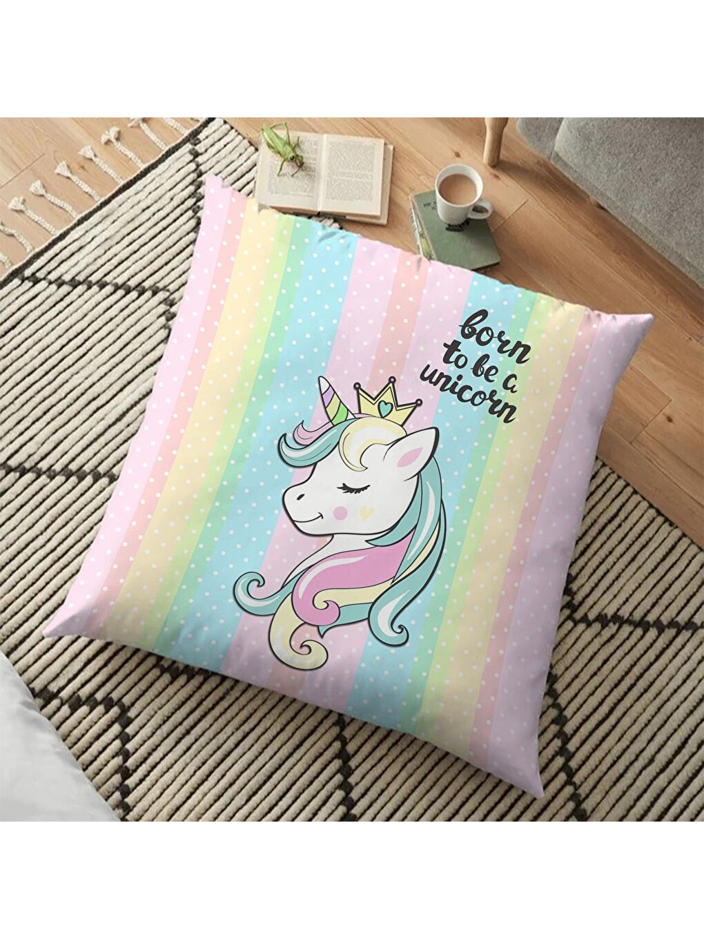 Karışık Dijital Baskılı 65x65 cm Yer Minderi Ve Bahçe Minderi