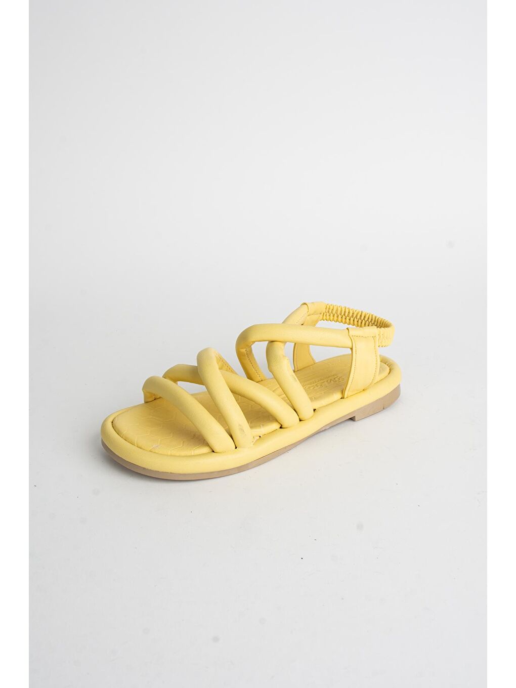 Sarı Bantlı Rahat Taban Kadın Lastikli Sandalet 007-73-23-4