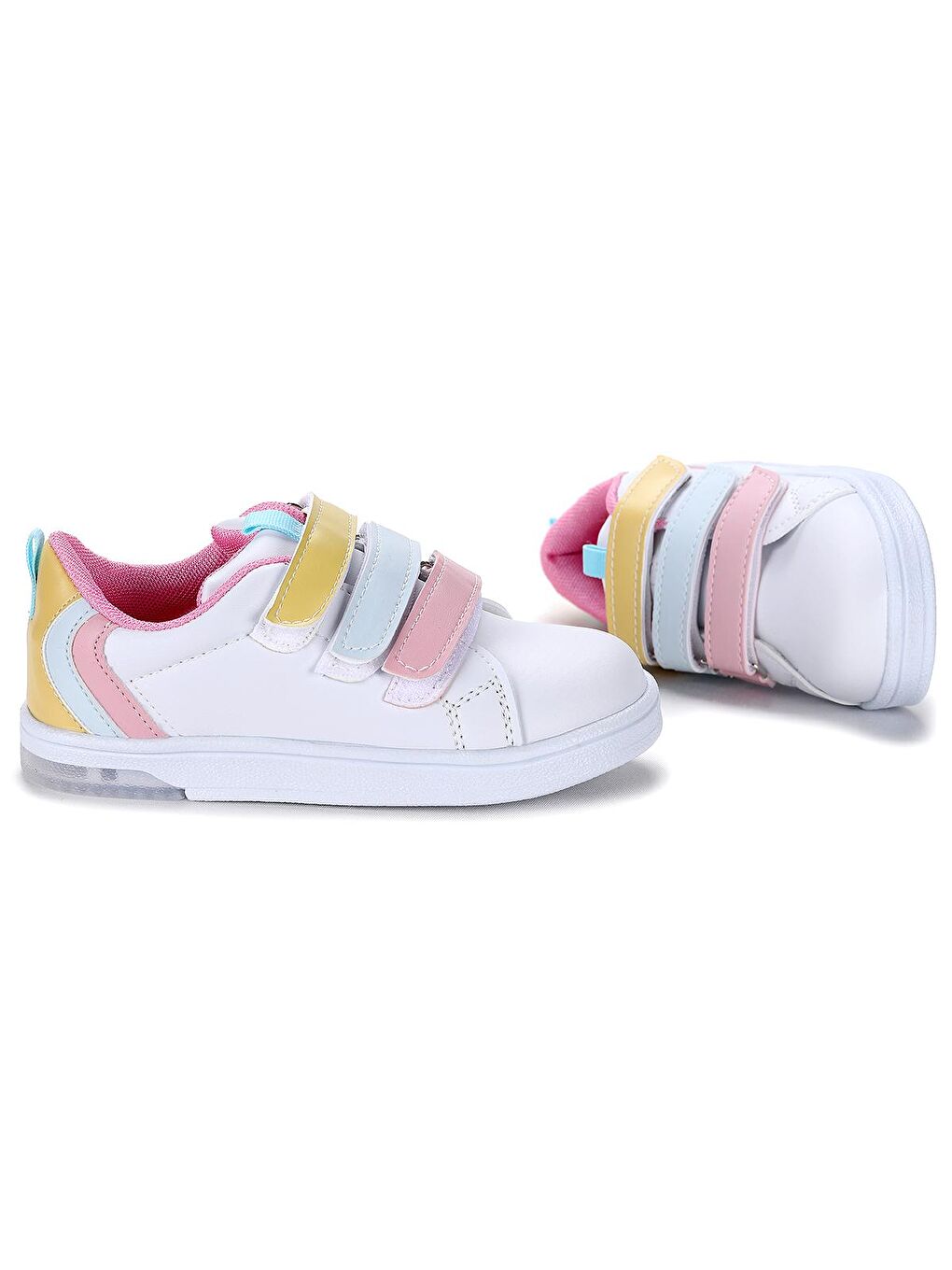 Beyaz Mami Günlük Cırtlı Işıklı Kız/Erkek Çocuk Spor Ayakkabı