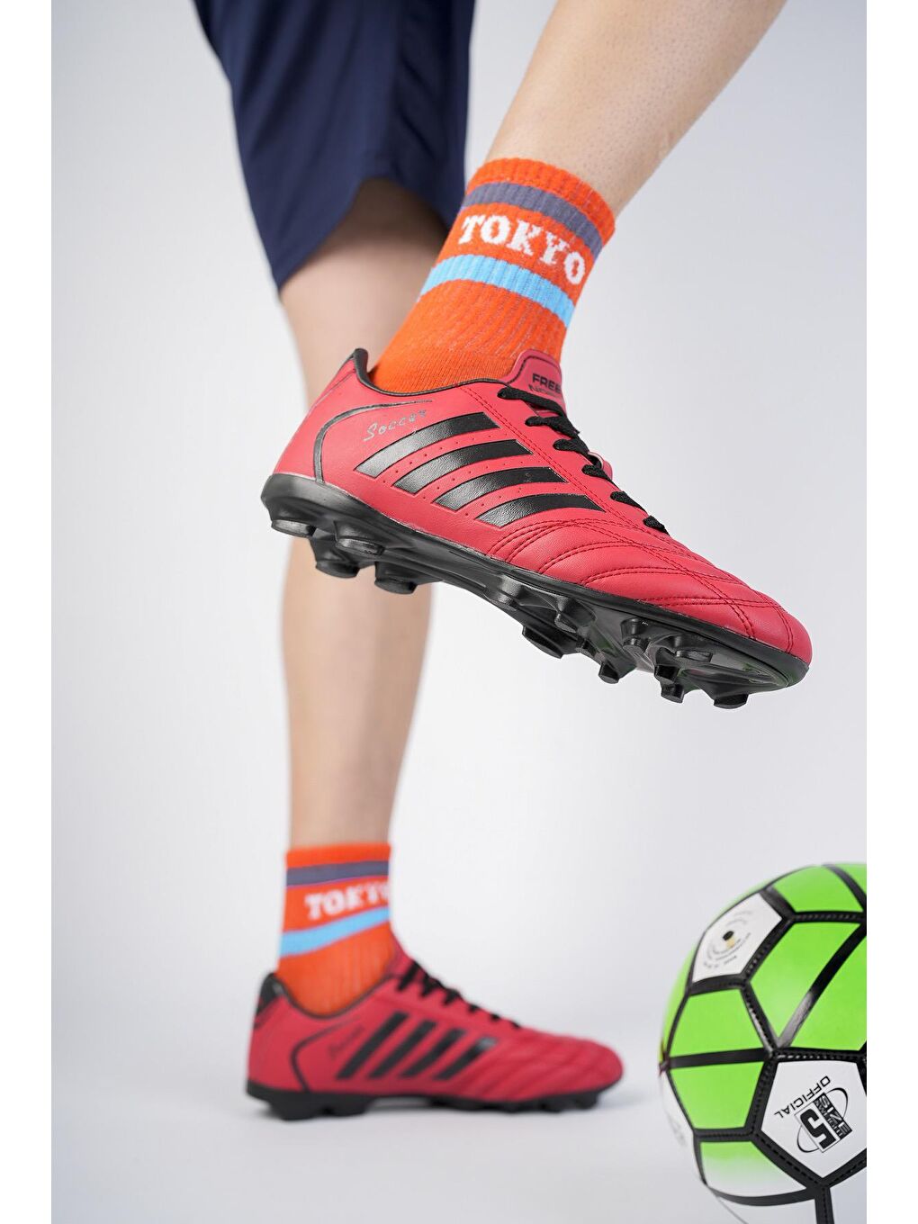 Kırmızı Vidol Unisex  Krampon Halı Saha Futbol Ayakkabı-4