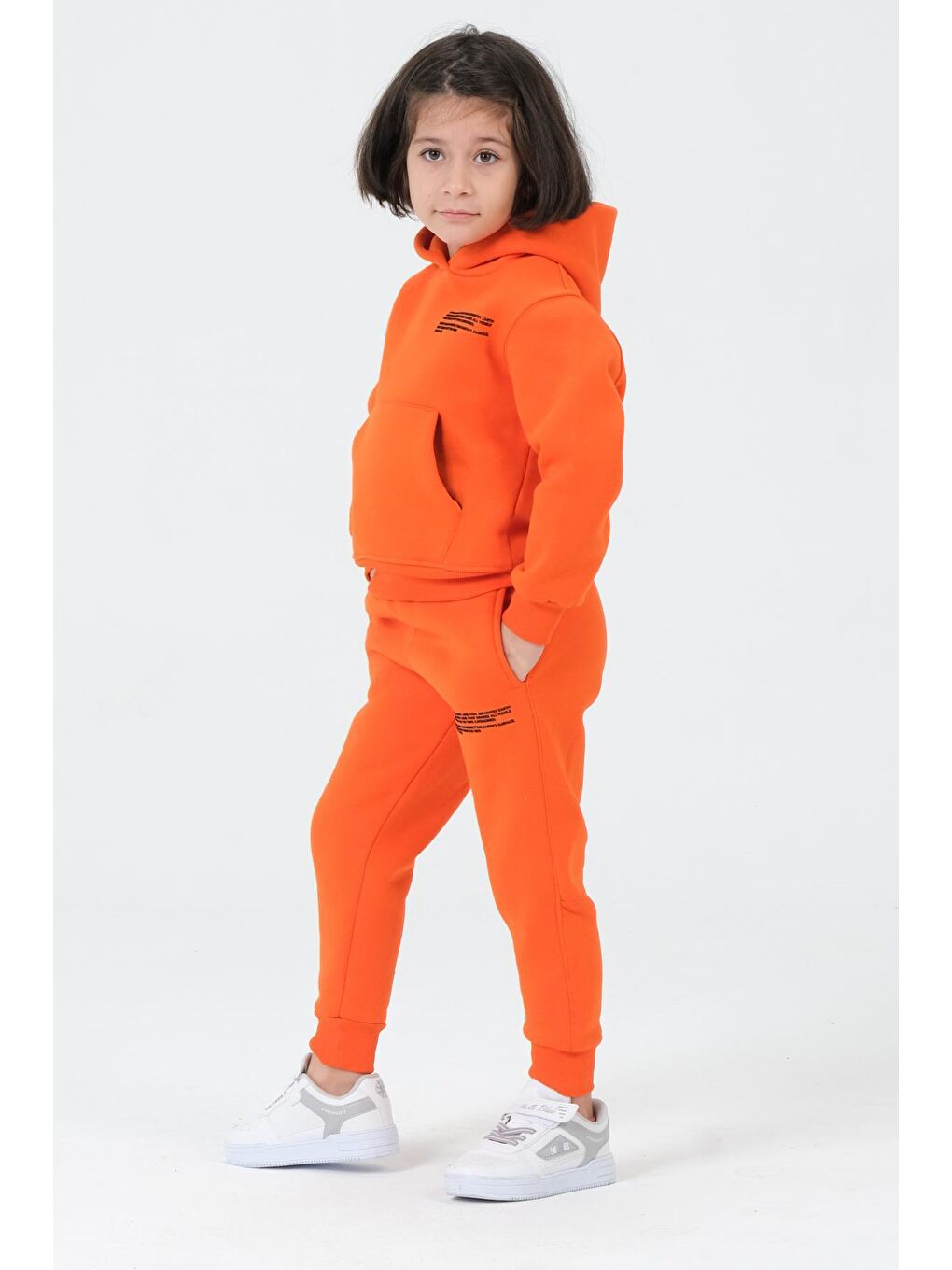 Turuncu Kız Çocuk Kapüşonlu Eşofman Takımı-2