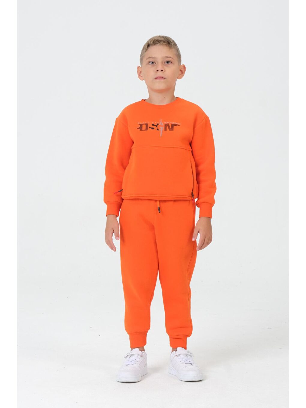 Turuncu Erkek Çocuk Bisiklet Yaka Eşofman Takımı