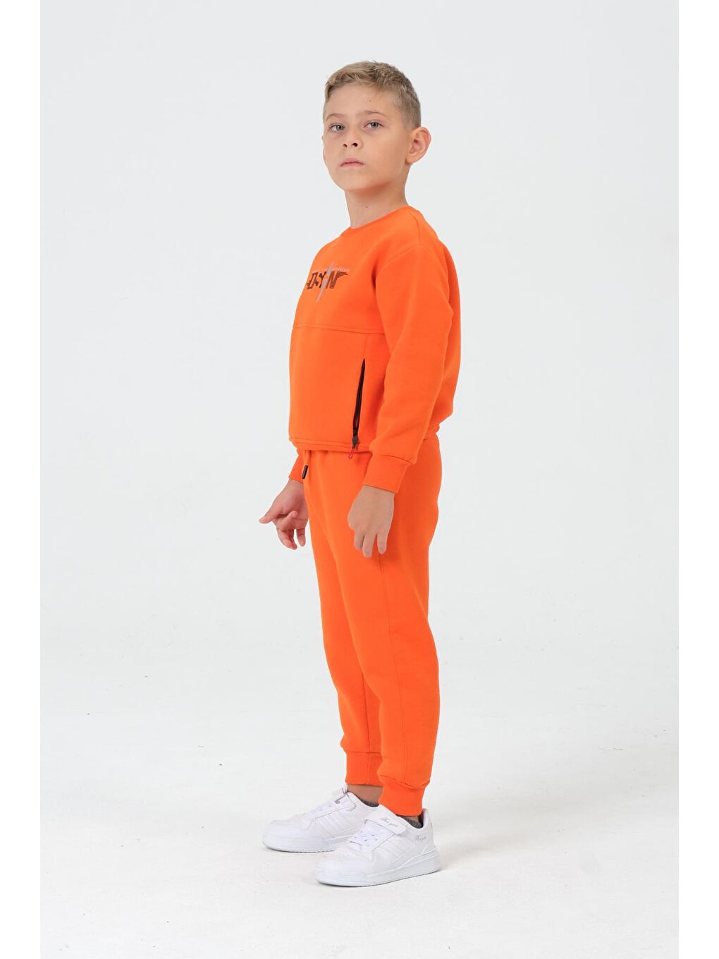 Turuncu Erkek Çocuk Bisiklet Yaka Eşofman Takımı-1